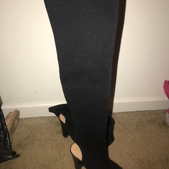 Express thigh high sock peep toe boot - Picture 2 of 2